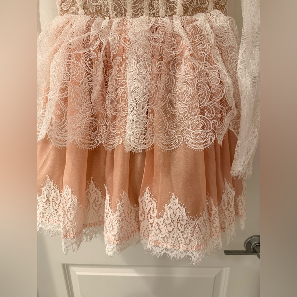 NWOT BRONX AND BANCO Daphne Ivory blush Long Sleeve Mini Dress - Picture 10 of 16